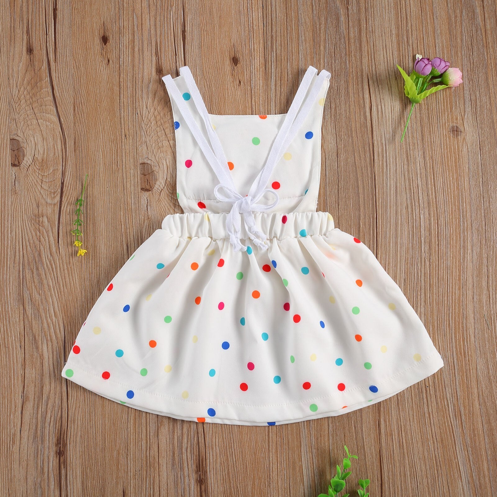 Rainbow Polka Dot Newborn Baby Girls Princess Dress - Babbez