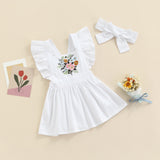 Summer Princess Baby Girls Dress with Embroidery Floral and Ruffles - Babbez