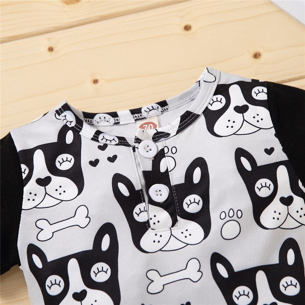 Summer Baby Boys Bodysuit with Cute Dog Print