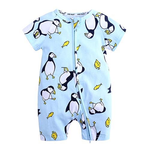 Adorable Blue Short Sleeve Romper Jumpsuit for Toddler Boys and Girls