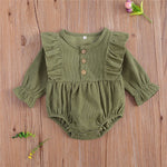 Autumn Baby Girls Ruffled Corduroy Rompers - Babbez