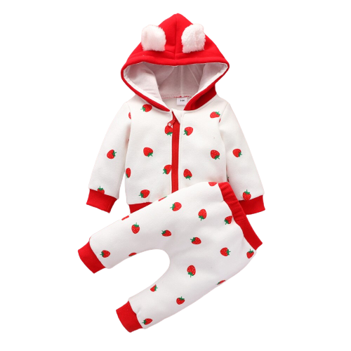 Baby Girl Winter Clothes Warm Plus Velvet Hooded Love Sweatshirt and Pants 2pcs Toddler Kids Baby Outfits Clothes