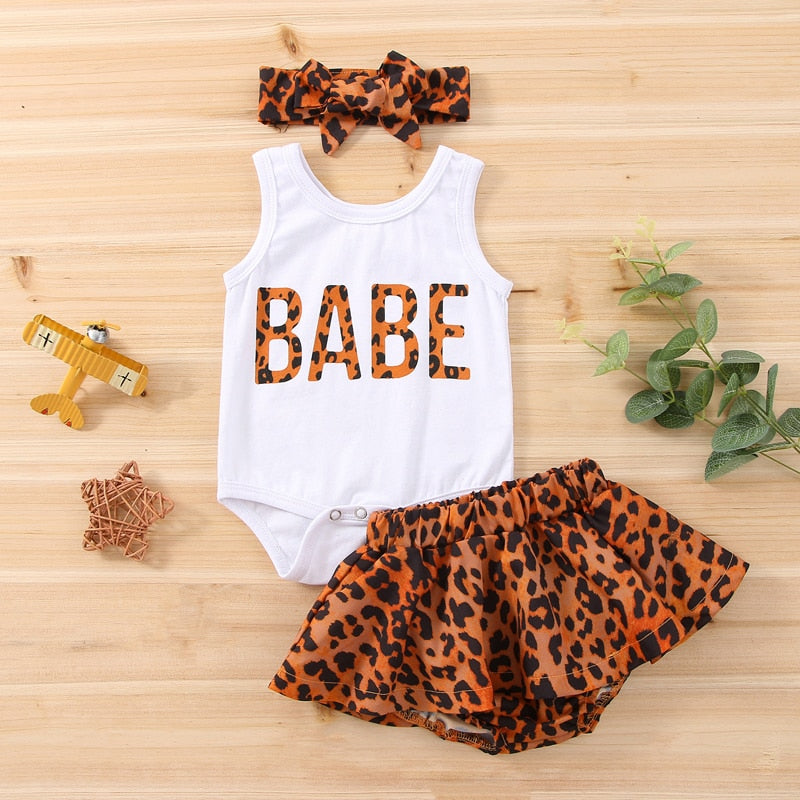 Baby Boys Girls Summer 3pcs Outfits Sets Short Sleeve Letter Print T-shirts+Floral High Waist Shorts+Headband Soft Outfits