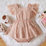 Sweet Solid Newborn Bodysuit Lace Rompers for Baby Girls