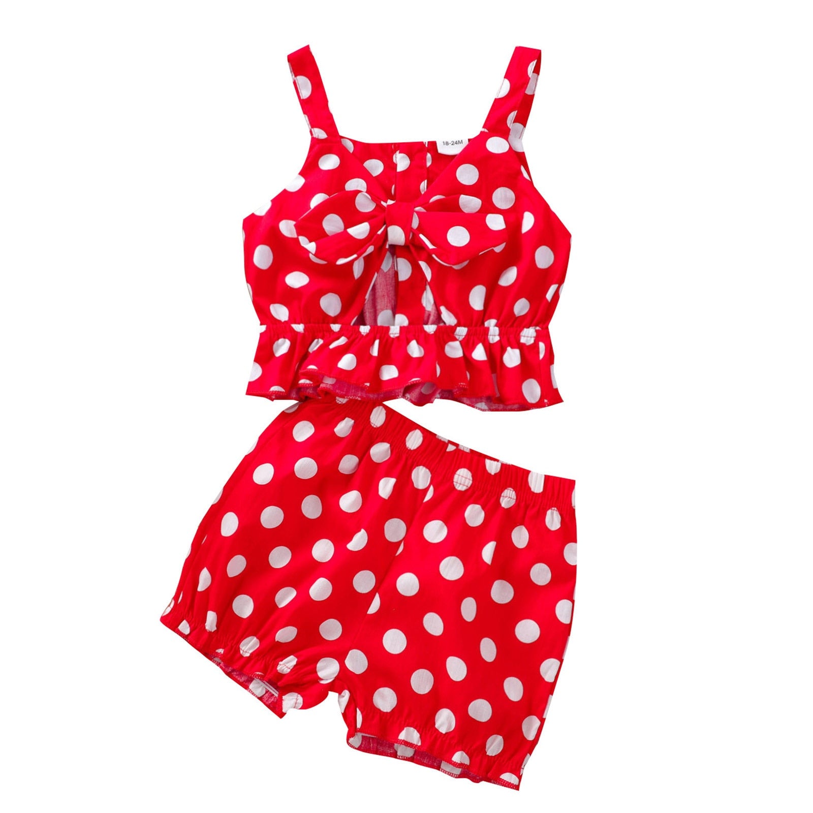 Polka Dot Bowknot Summer Outfit Set for Toddler Girls