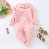 Stylish Solid Baby Rompers and Hat with "Love Mom" Costume for Newborn Girls