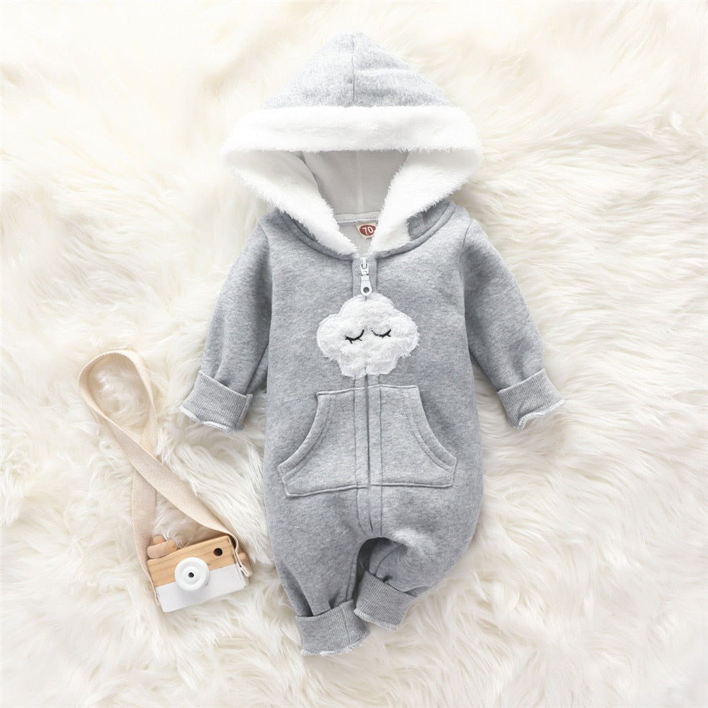 Cozy and Cute: Toddler Winter Rompers with Heart Hoodie