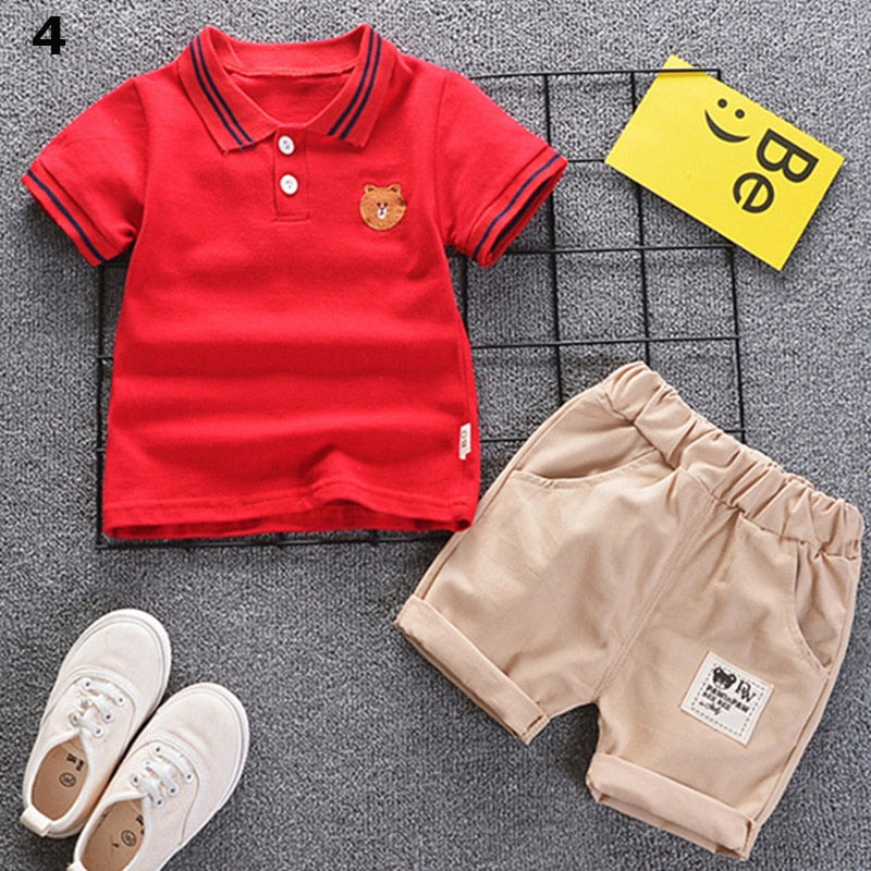 Trendy Baby Clothes for Summer: Boys Clothing Sets with Lapel T-Shirts and Shorts