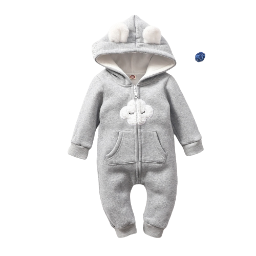 Heart Hooded Zipper Toddler Baby Rompers for Winter