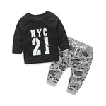 top and top Unisex Toddler Baby Boys girls Casual Clothing Sets Long Sleeve Letter Tshirt+Pants 2Pcs Infant Clothes Tracksuit - Babbez