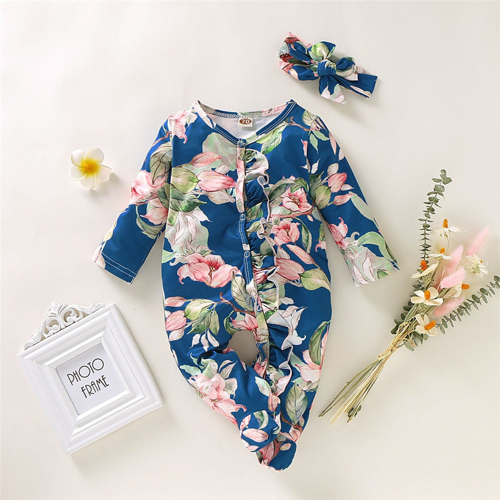 Adorable Floral Ruffle Rompers for Baby Girls