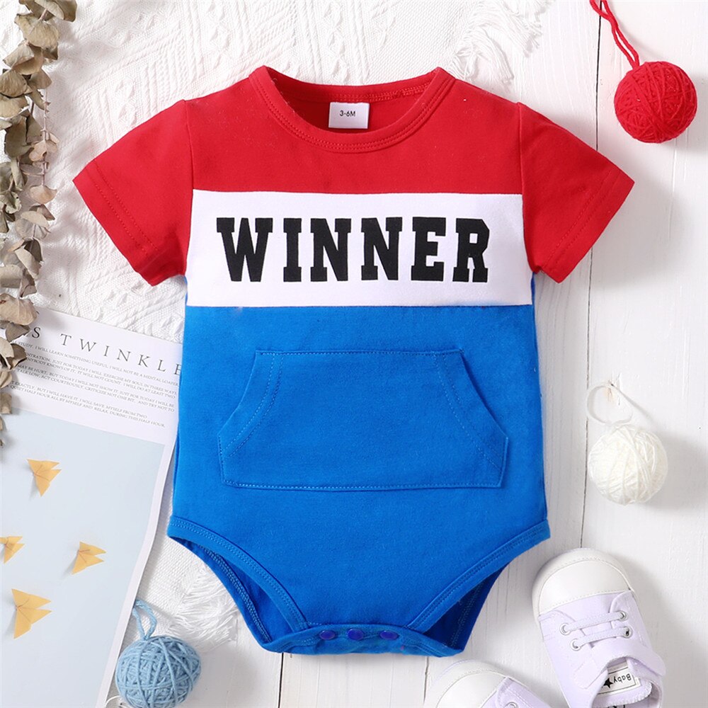 Unisex Baby Winner Colorblock Short Sleeve Bodysuit - Babbez