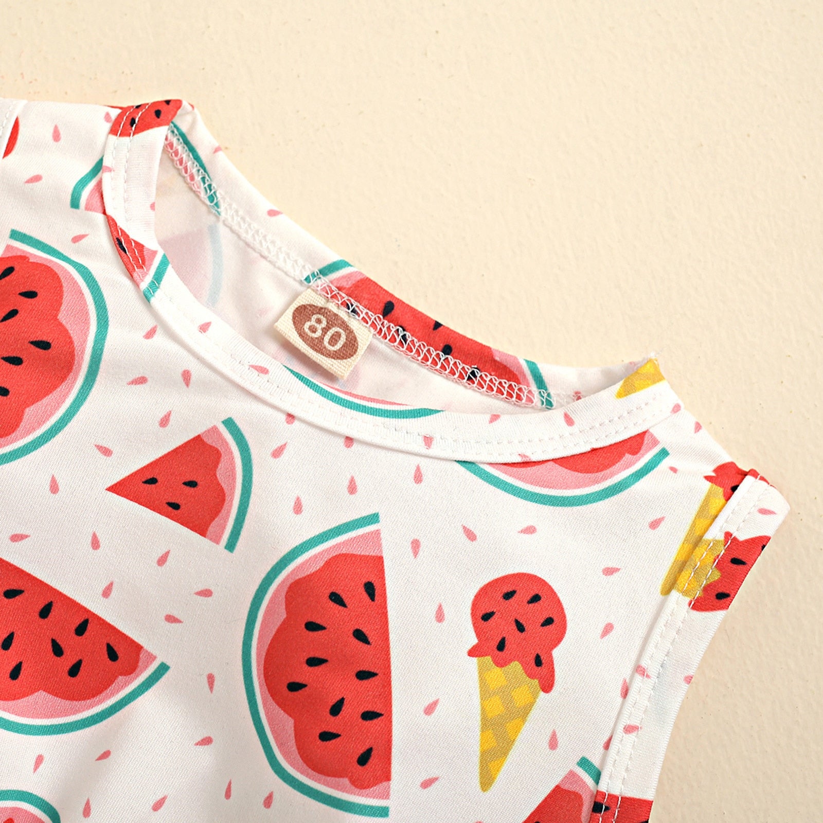 Watermelon Printed Newborn Baby Girl Bodysuit and Headband Set