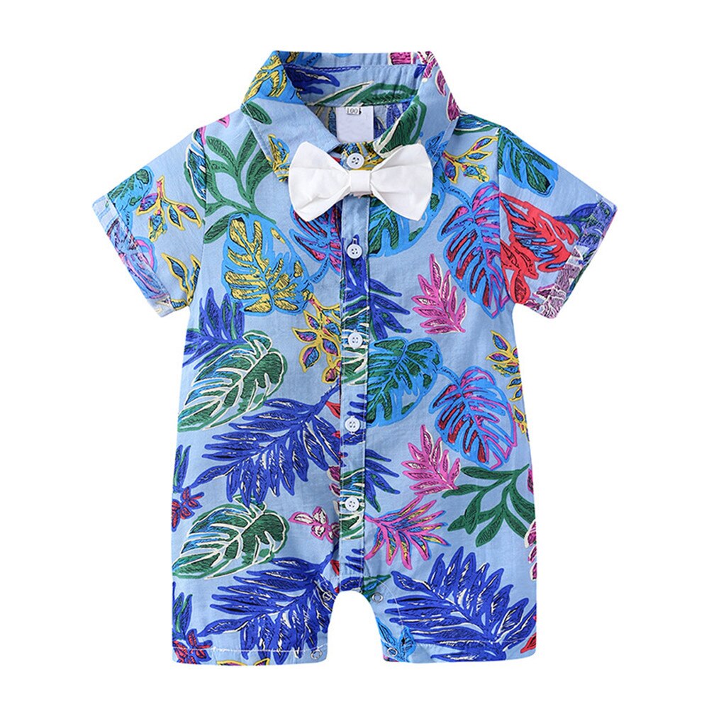 Tropical Paradise: Baby Boys' Summer Rompers with Hawaiian Prints