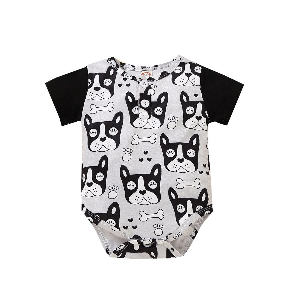 Summer Baby Boys Bodysuit with Cute Dog Print