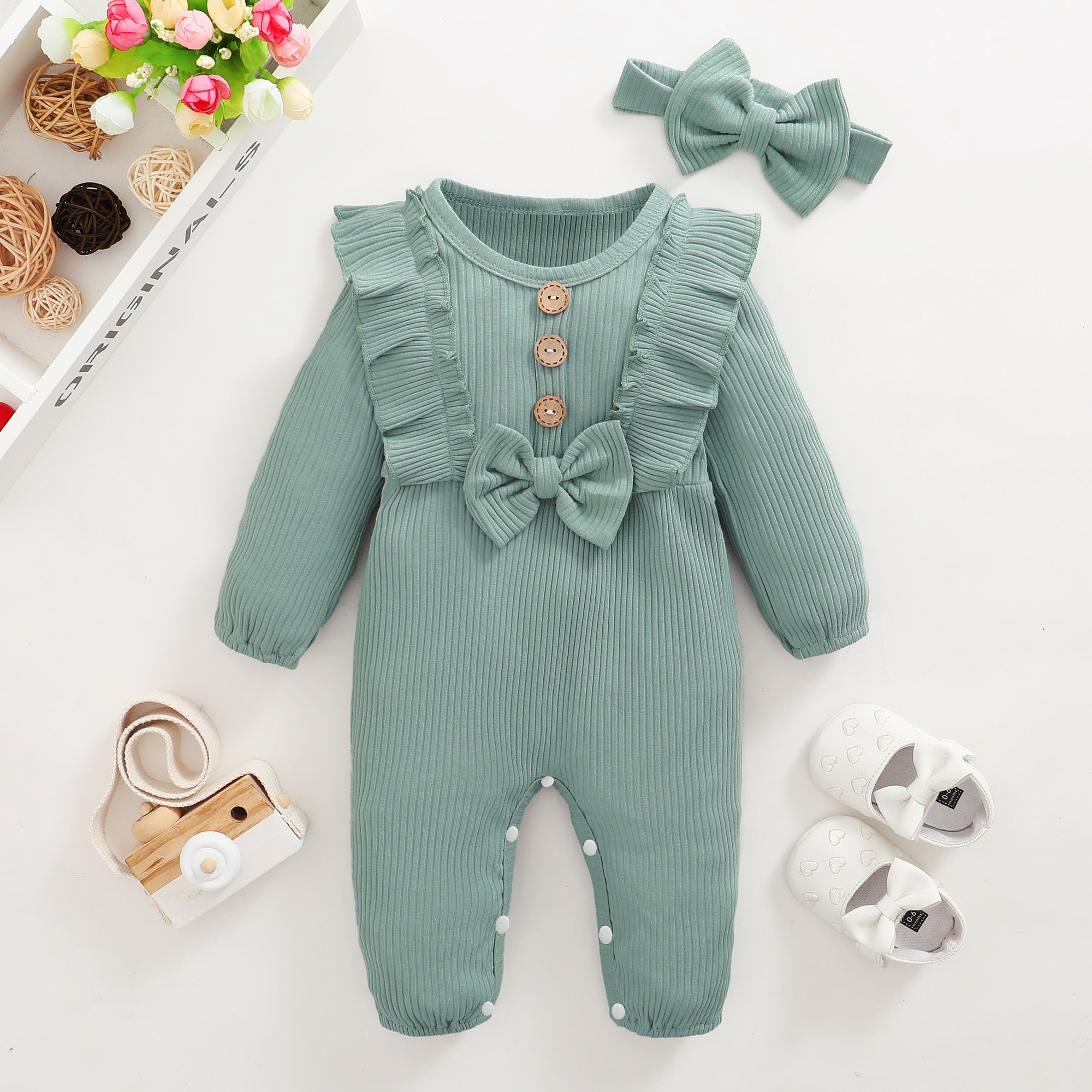 Adorable Newborn Baby Romper with Matching Headband