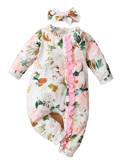 Lovely in White: Floral Ruffle Baby Rompers for Toddler Girls