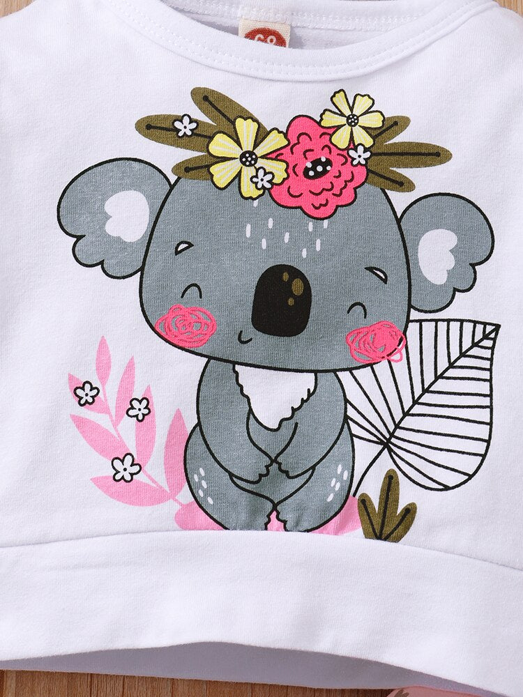 Adorable Koala Baby Girl Clothes Set for Autumn