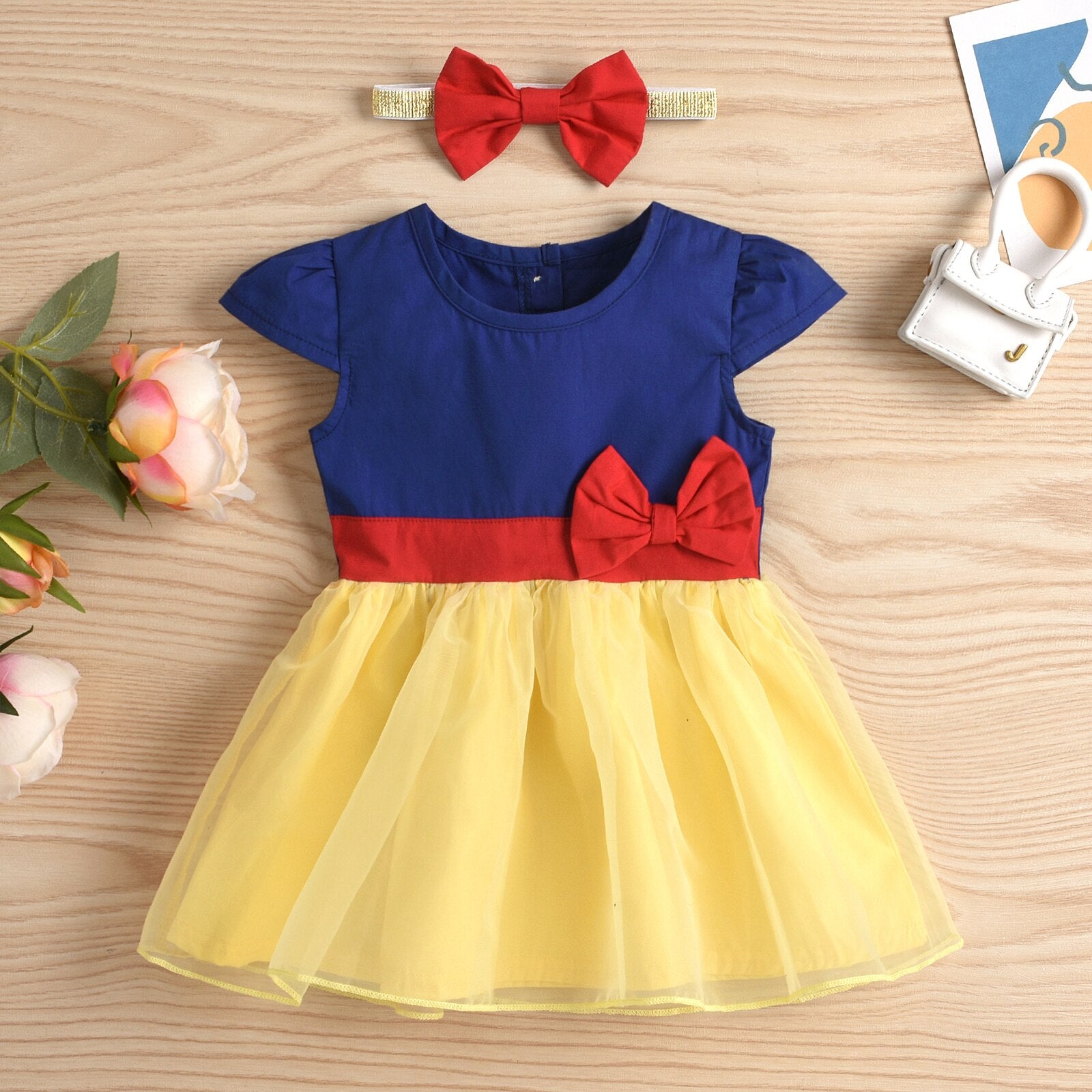 Adorable Summer Princess Baby Girls Dress with Colorful Patchwork and Bowknot Details