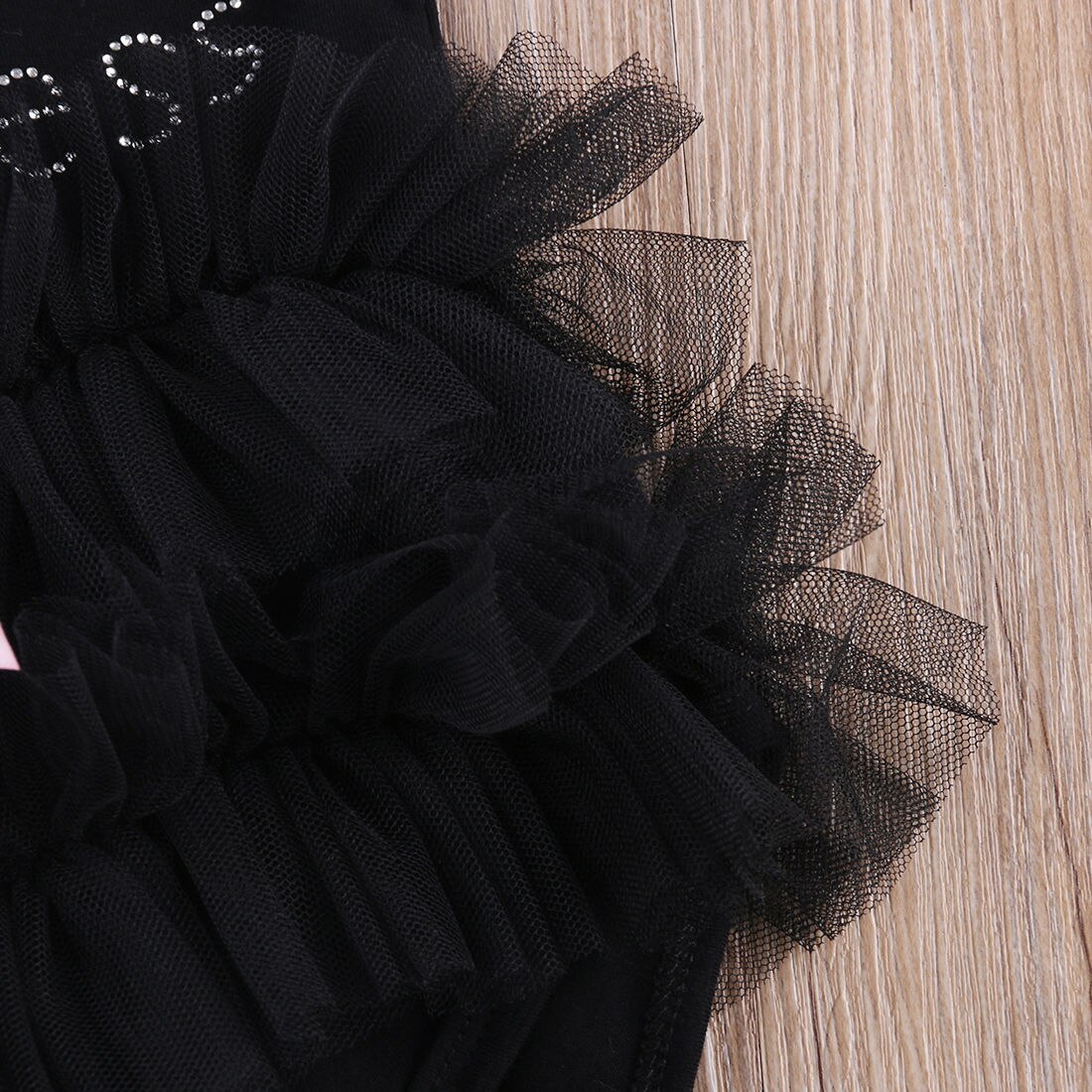 My Little Black Dress" Newborn Baby Girl Romper with Lace Embroidery and Tutu Dress Outfit