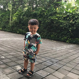 Stylish Army Green Camouflage T-Shirt Shorts 2 Piece Set for Baby Boys