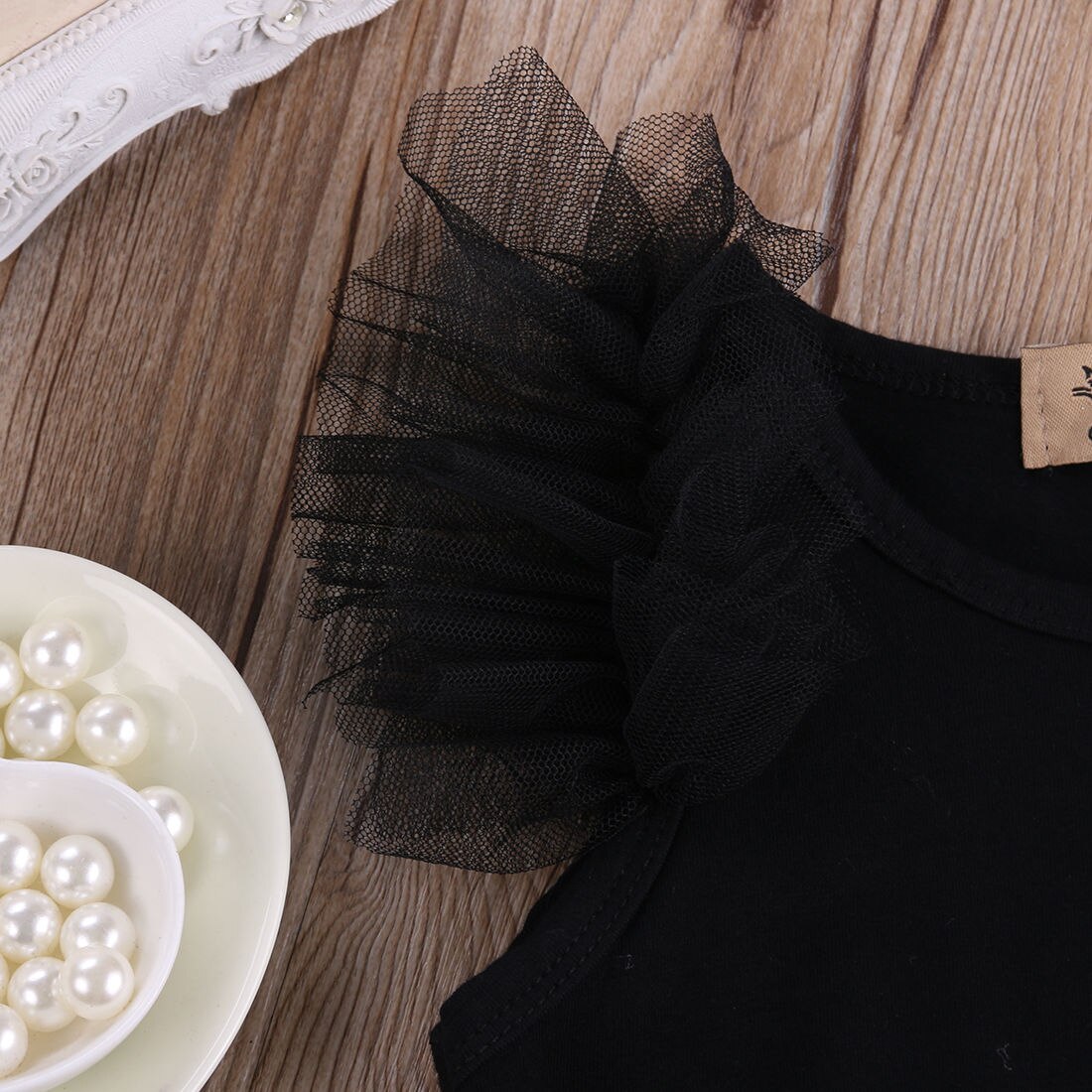 My Little Black Dress" Newborn Baby Girl Romper with Lace Embroidery and Tutu Dress Outfit