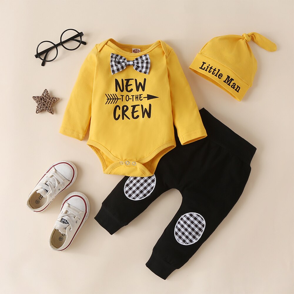 Gentleman in Plaid: 3pcs Baby Boy Outfits for Autumn/Winter