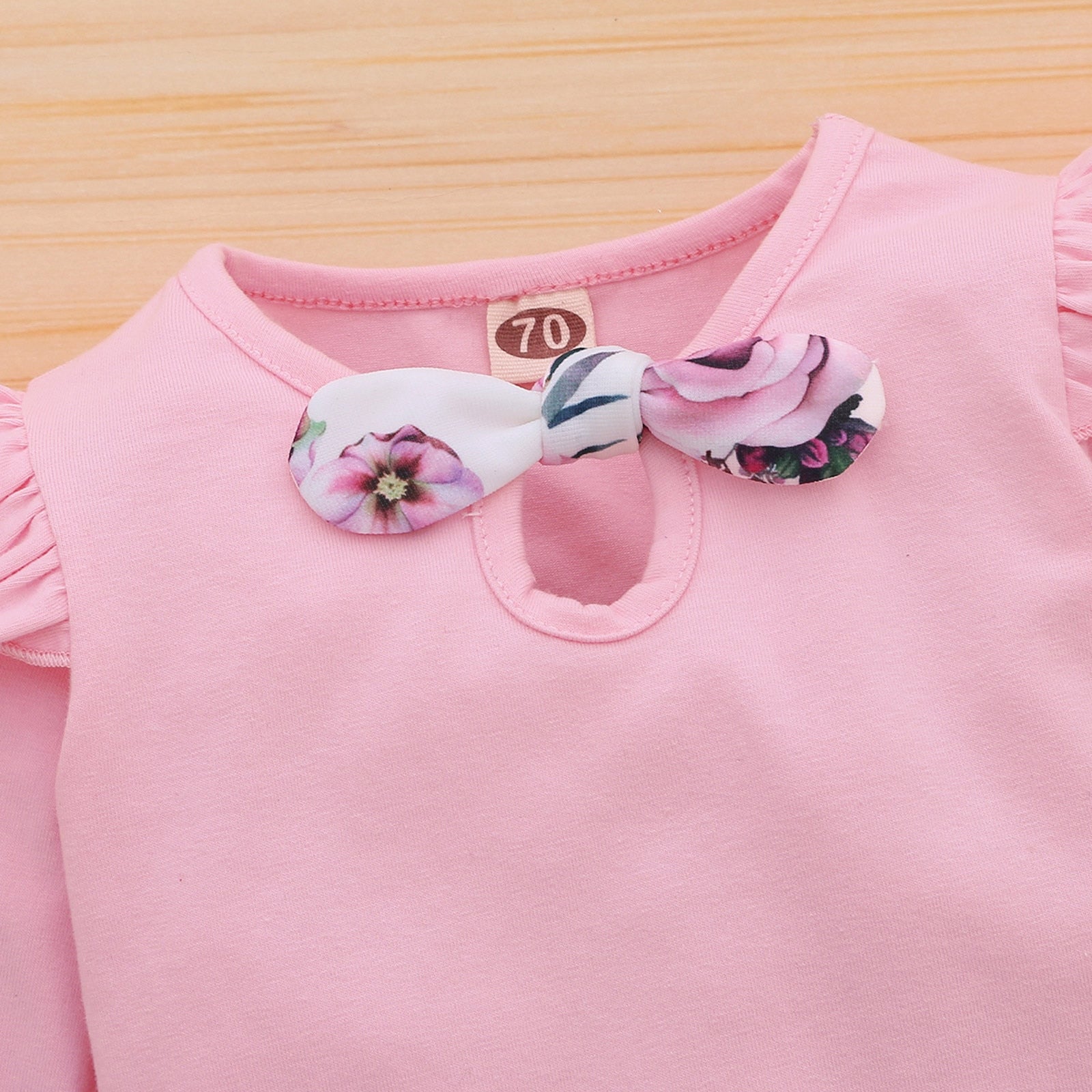 Cute and Cozy 3pcs Newborn Baby Girls Clothes Set - Cotton Floral Bow Tie Bodysuits + Pants + Hairband