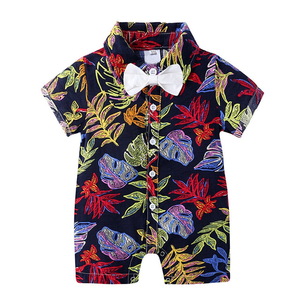 Tropical Paradise: Baby Boys' Summer Rompers with Hawaiian Prints