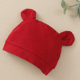 Stylish Solid Baby Rompers and Hat with "Love Mom" Costume for Newborn Girls