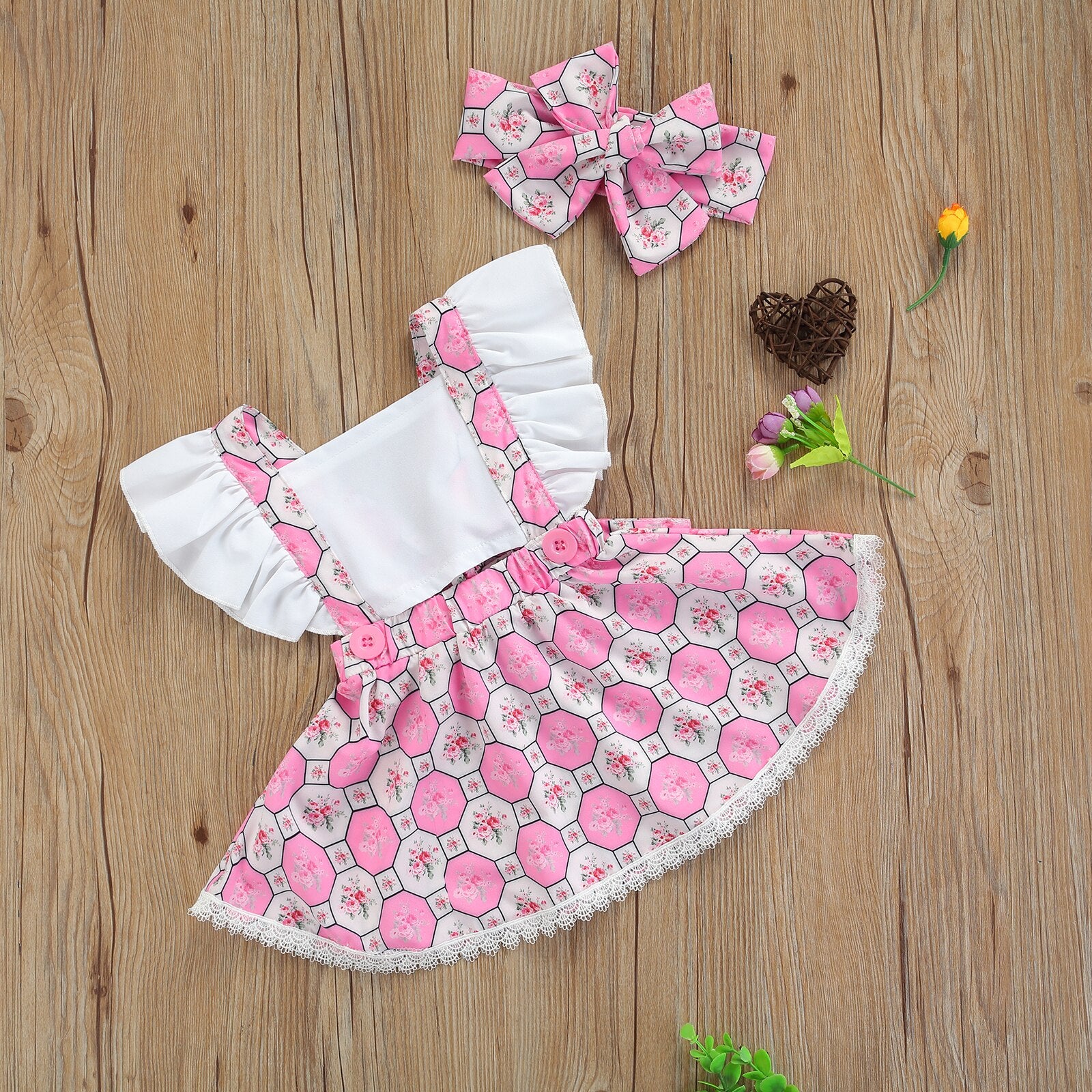 Adorable Summer Baby Girls Sweet Dress with Headband