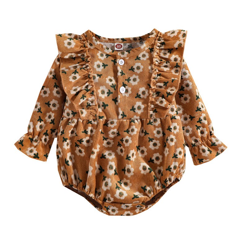 Vintage Corduroy Rompers for Newborn Baby Girls