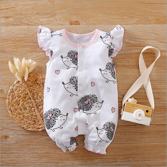 Cute and Comfy Hedgehog Rabbit Newborn Bodysuits for Girls