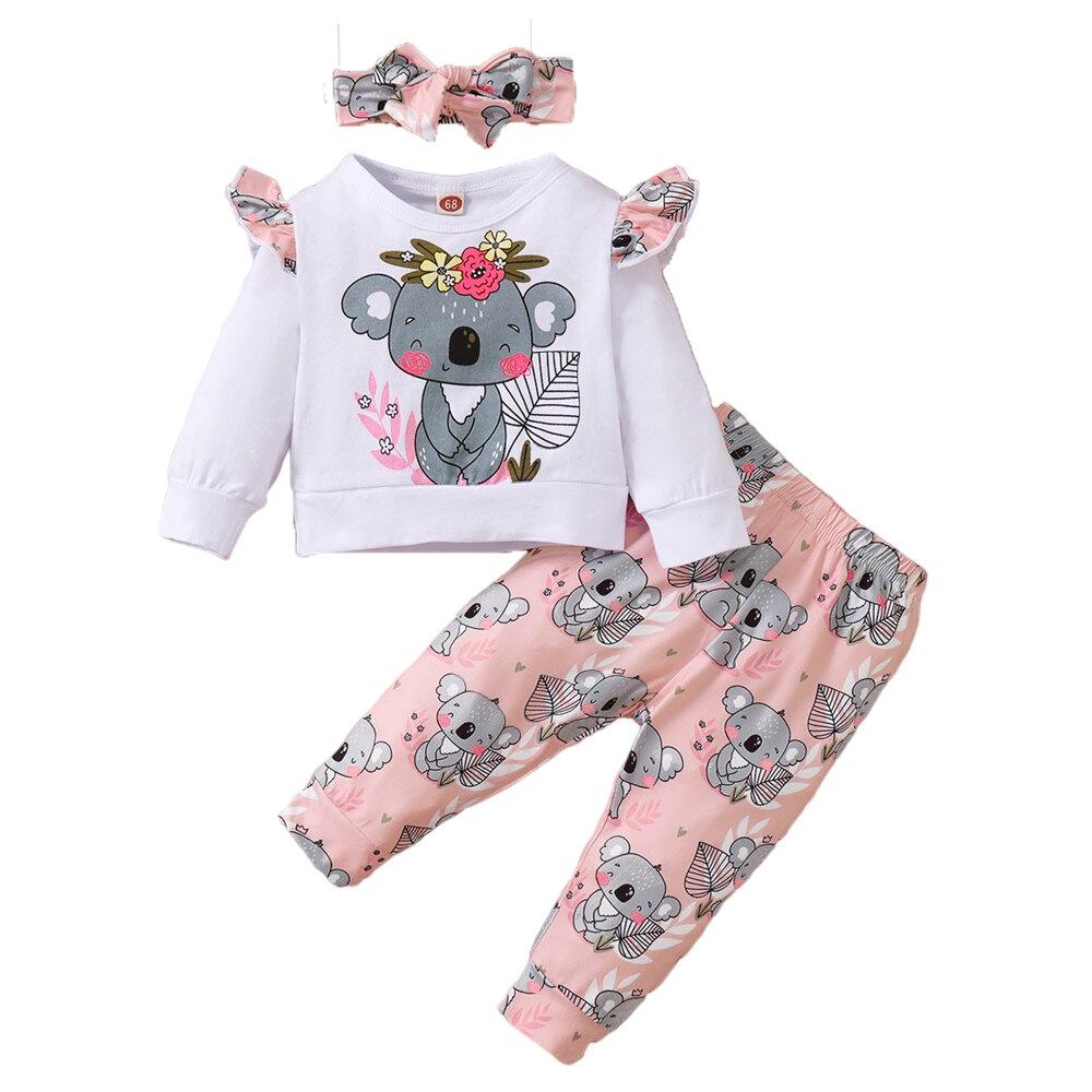 Adorable Koala Baby Girl Clothes Set for Autumn