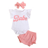 Summer Clothes Set for Newborn and Toddler Baby Girls: Letter Print T-shirts and Sun Print Shorts