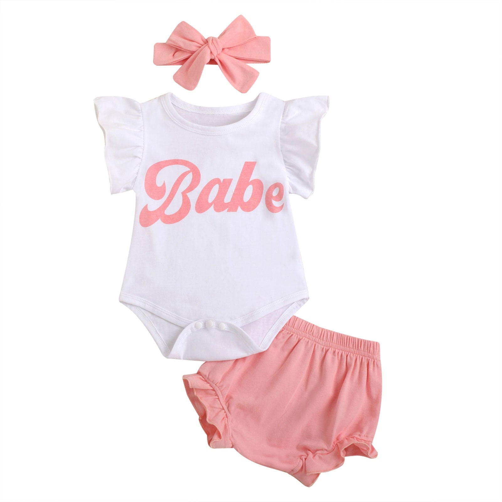 Summer Clothes Set for Newborn and Toddler Baby  Girls: Letter Print T-shirts and Sun Print Shorts