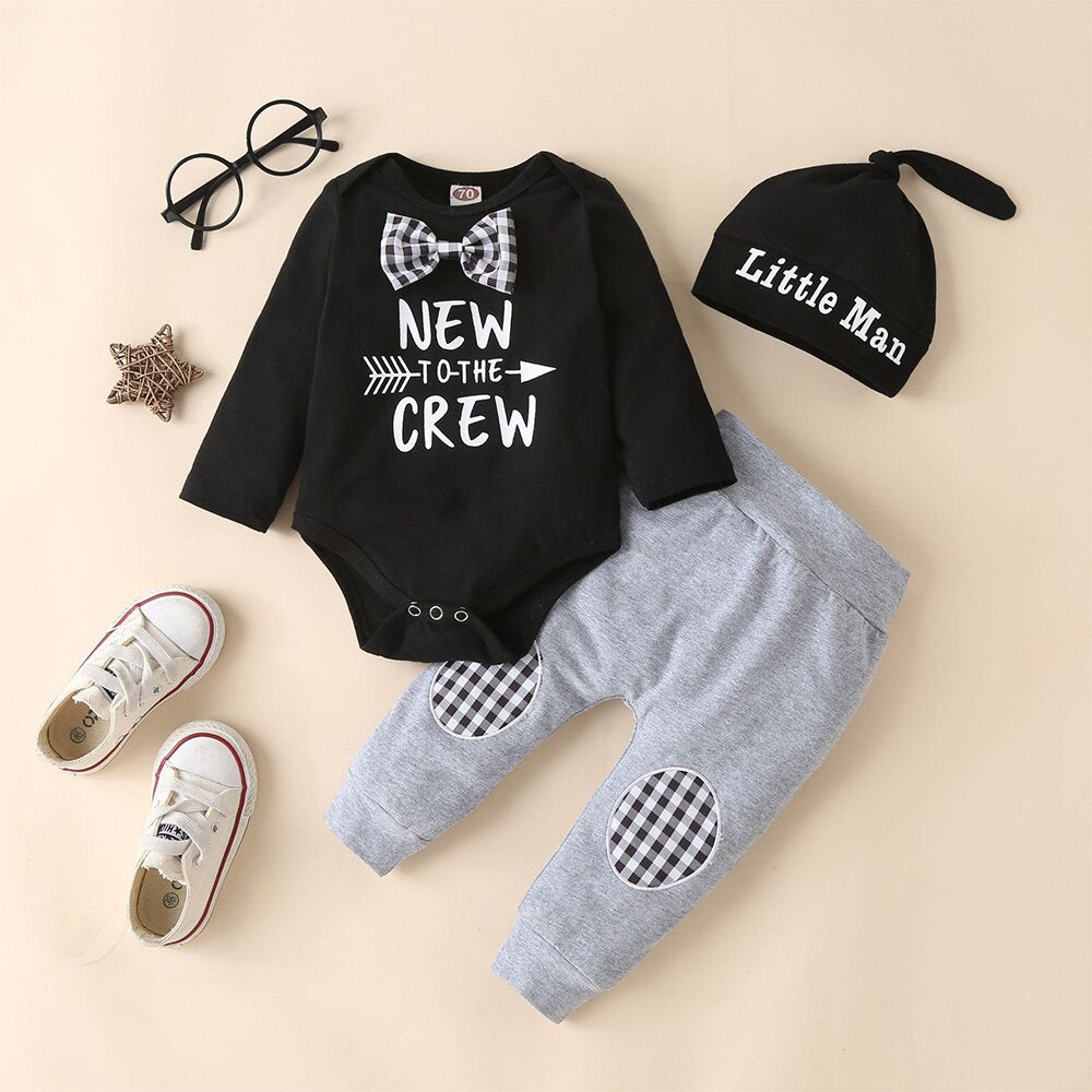 Gentleman in Plaid: 3pcs Baby Boy Outfits for Autumn/Winter