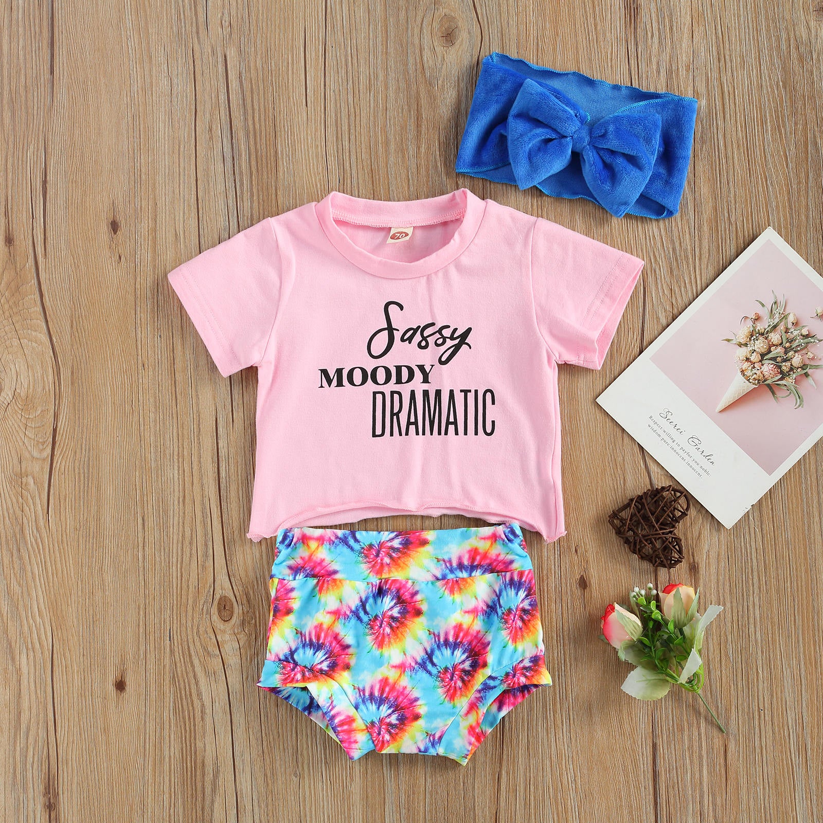 Adorable Newborn Baby Girls Summer Clothes Set with Letter Print Tops and Shorts