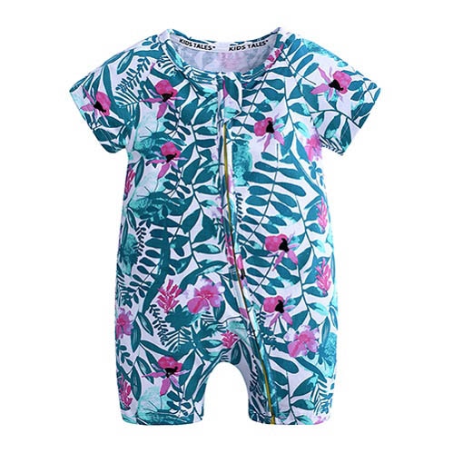 Blue Short Sleeve Baby Romper Jumpsuit for Boys and Girls