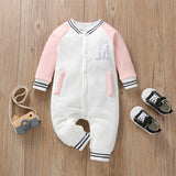 Stylish Solid Baby Rompers and Hat with "Love Mom" Costume for Newborn Girls