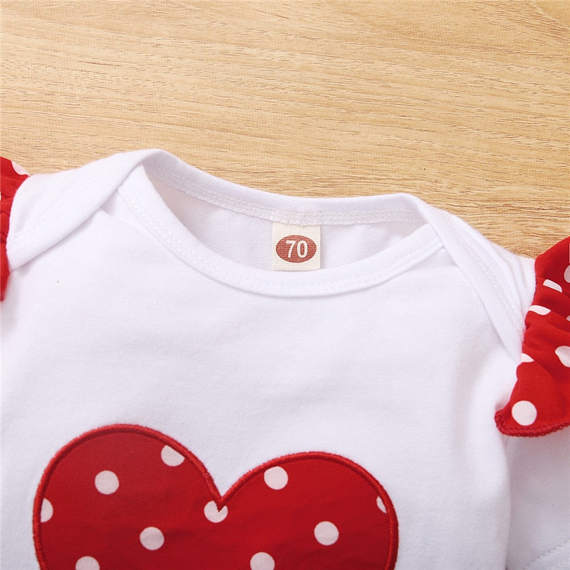 Adorable Heart Print Suit for Newborn Baby Girls