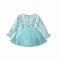 Baby Girl Long Sleeve Daisy Print Tulle Romper Dress with Ruffles - Babbez