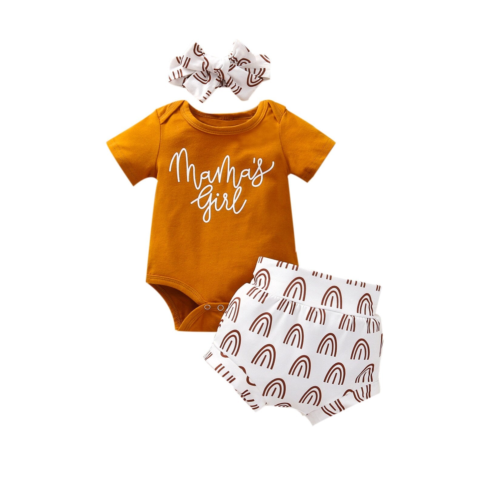 Cute Short Sleeve Baby Bodysuit with Letters Print and Headband Set