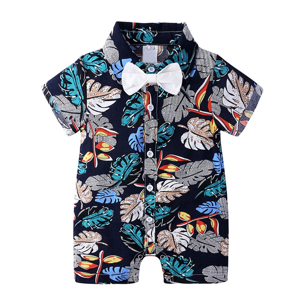 Tropical Paradise: Baby Boys' Summer Rompers with Hawaiian Prints