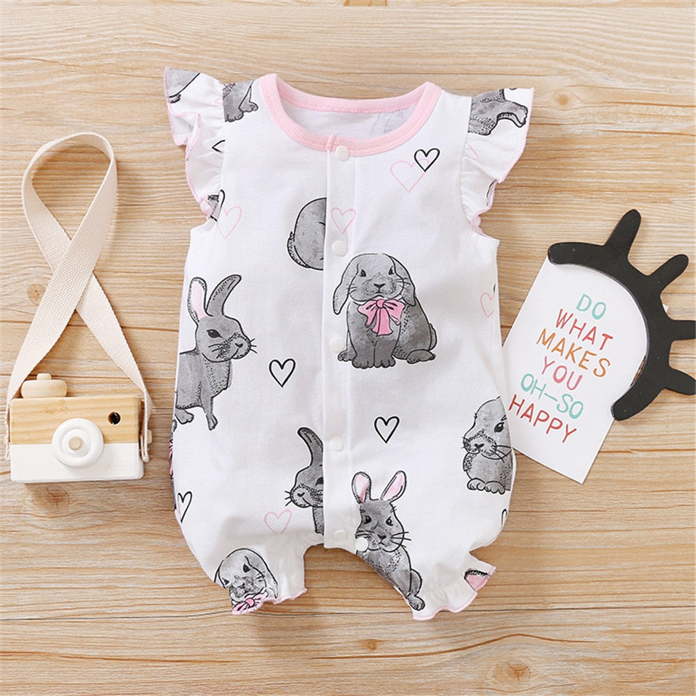 Cute Hedgehog and Rabbit Bodysuits for Baby Girls