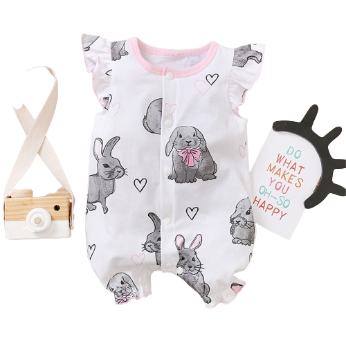 Cute Hedgehog and Rabbit Bodysuits for Baby Girls