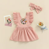 Summer Princess Baby Girls Dress with Embroidery Floral and Ruffles - Babbez