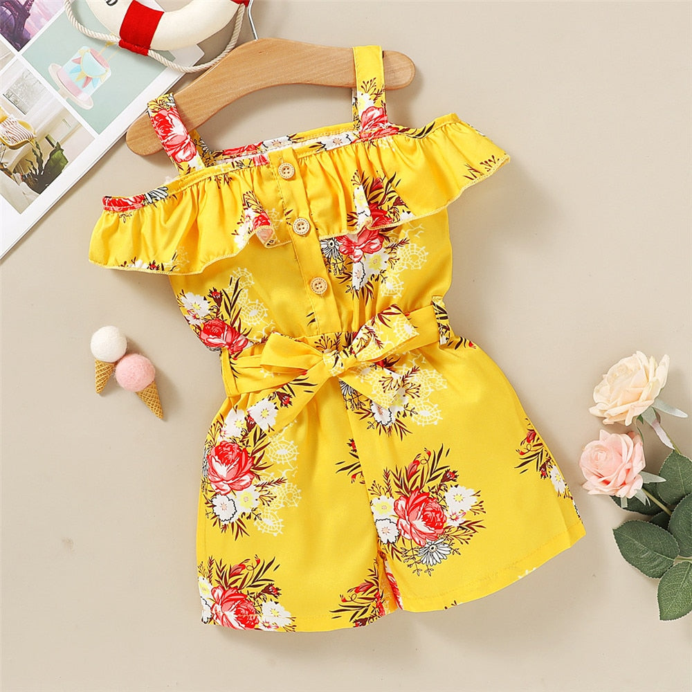 Floral Off-Shoulder Jumpsuit for Toddler Girls