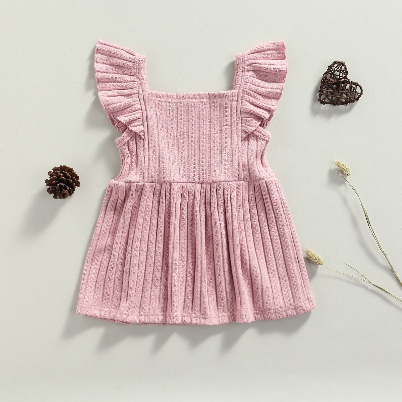 Adorable Autumn Baby Girls Princess Dress with Ruffles Sleeves and A-line Skirt