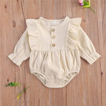 Autumn Baby Girls Ruffled Corduroy Rompers - Babbez